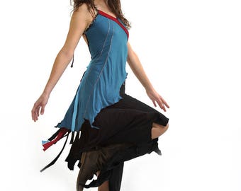 Back naked tunic ethnic turquoise lagoon