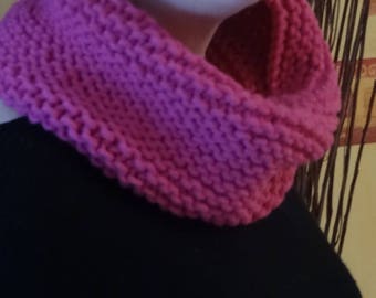 SNOOD/CHOKER IN CASHMERE AND MERINO WOOL PINK FUSFIA WOMAN