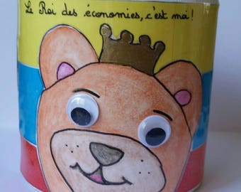 Kids blue yellow red piggy bank