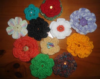Set of crochet flowers handmade 21