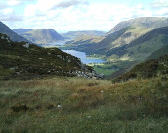 Greetings card Cat no 50 Buttermere and Crummock water from Haystacks, English lake district
