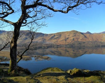 Greetings card Cat no 39 Derwent water and Catbells from Ashness, English Lake District