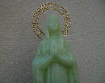 STATUE Virgin NOTRE DAME DE LOURDES Virgin Mary fluorescent height 37 cm