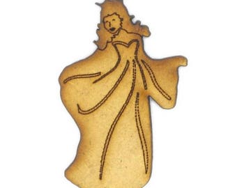 Cut out of MDF wood - small shape: Princess of 4.5 x 3 cm.