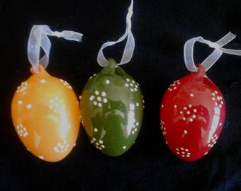 Set of 3 large glass eggs