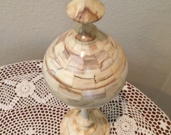 Segmented turned wood finial decorative woodturning