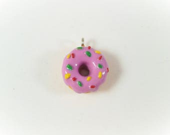 Purple donut and multicolored sprinkles charm
