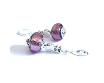 Vintage earrings 925 sterling silver, murano glass bead