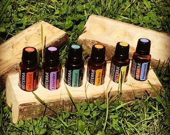Essential oil display, doterra display, young living display, all natural display, vendor display, oil caddy, log display