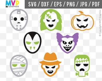 Halloween Monsters SVG, Halloween Cut Files, Halloween Classic Monsters Vector Files, Frankenstein SVG, Jason, Freddy SVG, Mummy, mvp-03