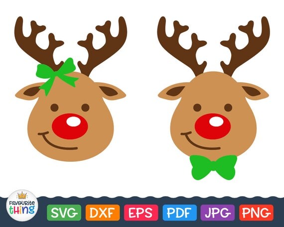 Download Rudolph Svg Santa Reindeer Head with Red Nose Svg Christmas