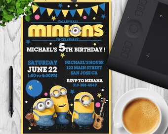 Minion invitation, Minion Birthday, Minion Party, minion birthday invitation, Minion Printable, Minions Birthday Party, Minion Card, Minion.
