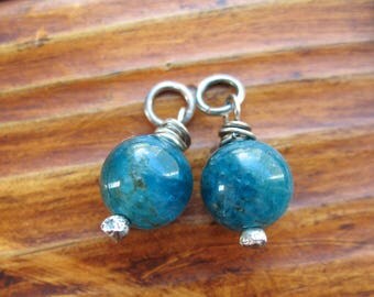 Marina Blue Apatite Bead Charms - 1 pair - 20mm in length