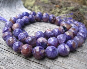 Charoite beads 7mm AAA Rounds - natural semiprecious stone beads - jewelry supplies 15 inches