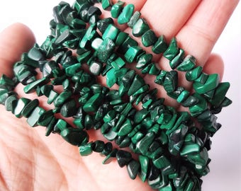 Malachite Chip Beads Natural Green Gemstone Beautiful Chips and Nuggets Choose 50, 100 or 300pc 36" Strand