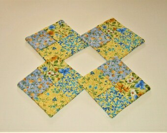 Woven Quilted Fabric Coasters (Set of 4)
