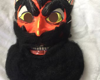 Vintage Halloween Mask Molded Plastic Caveman Mask Hairy Guy Vintage Halloween Mask Molded Plastic Caveman Mask Hairy Guy