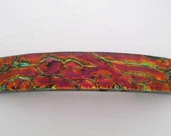 Medium Dichroic glass hair barrette.