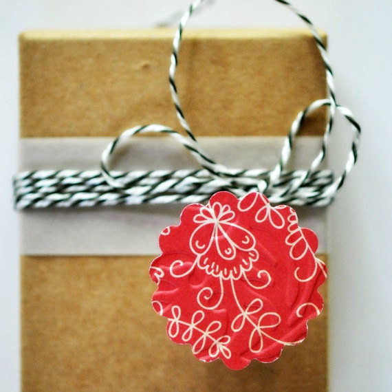 SALE Red Scallop Envelope Seals {15} Envelope Seals Red Floral