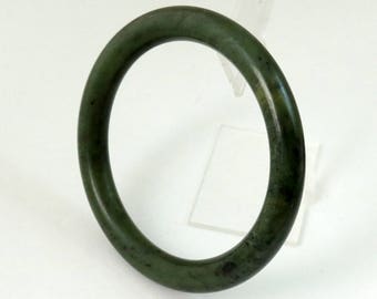 Vintage Estate Nephrite Jade Bangle Bracelet, Spinach Green