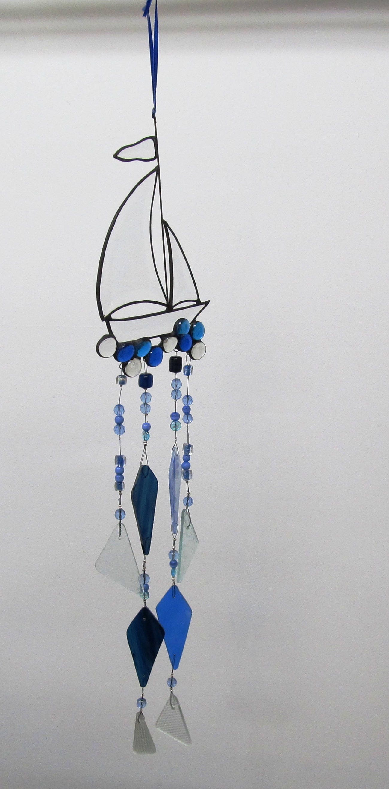 sailboat sea glass wind chime