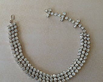 Vintage Art Deco Art Nouveau Rhinestone Necklace Wedding Bridal Glam Prom Bridesmaid Bride