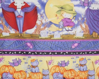 Halloween Fabric, Happy Haunting Cotton Multi Stripe by Avlyn