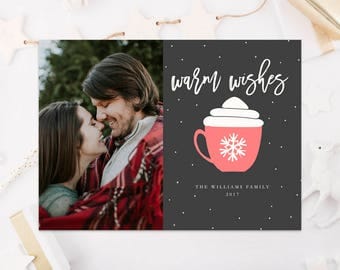 Warm Wishes Christmas Template Christmas Card Template Digital Card Photo Card Photoshop Template PSD Photography Template Instant Download