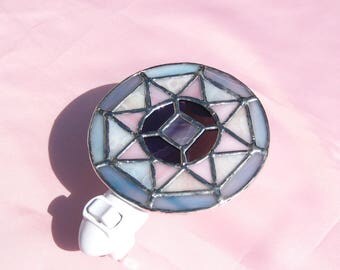 Pink and Lavender Night Light Stained Glass Night Light Glass Nightlight Lavender Night Light Lavender and Pink Light Stained Glass Lamp
