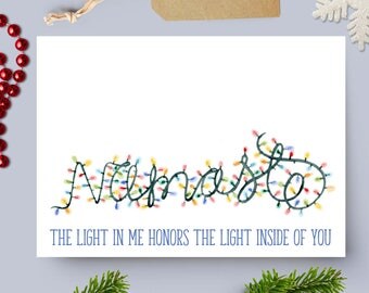 Namaste Lights Yoga Holiday Card Blank Inside Christmas Namaste Lights Yoga Holiday Card Blank Inside Christmas