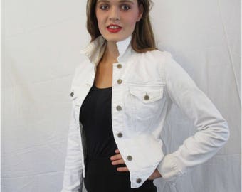 White Vintage Denim Jacket form BASIA DESIGNS Private Collection