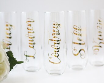 Personalized Champagne Flutes, Bridal Party Gifts, Engagement Gift, Bridal Gift