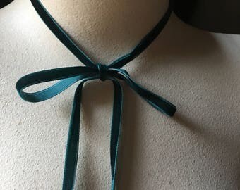 3 yds. TEAL Velvet Ribbon VERY Narrow for Bridal, Floral Design, Millinery, Jewelry or Costume Design VL 155tl