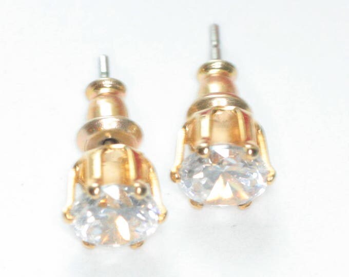 CZ Simulated Diamond Post Earrings with Red Ceramic Trinket Box Bow and Hearts