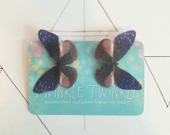 1 Pair Starry Skies Blue Silk Butterfly Hairclips