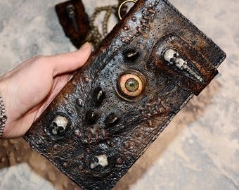 Zombie Mens wallet Leather wallet men Long wallet Chain wallet Biker wallet Skull wallet Biker wallet chain Mens wallet chain Zombie eye