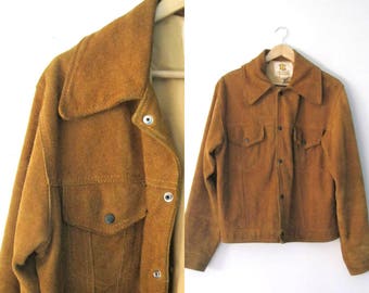 Vintage 70s suede jacket / Hippie Boho caramel suede jacket