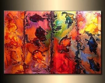 ORIGINAL Abstract Contemporary rich textured Painting by Henry Parsinia Large 36x24