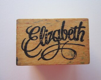vintage rubber stamp - ELIZABETH name stamp - All Night Media - used rubber stamp