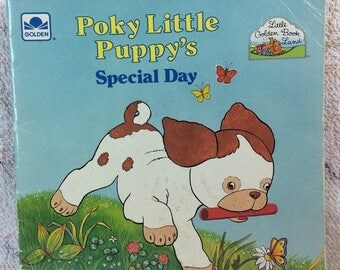 SUMMER SALE 1989 Poky Little Puppy's Special Day 80s Kids Picture Book Golden Books Character