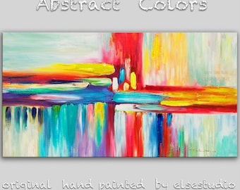 Sale Abstract Movement Art Painting, Original Texture wall Art, abstract oil painting, Multi colors Modern Home Decor, by Tim Lam 48" x 24"