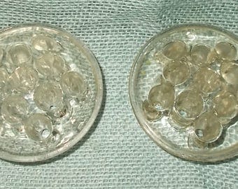 2 Vintage 1950's or 1960's Clear Glass Flower Frogs-Flower Bases each with 11 Holes