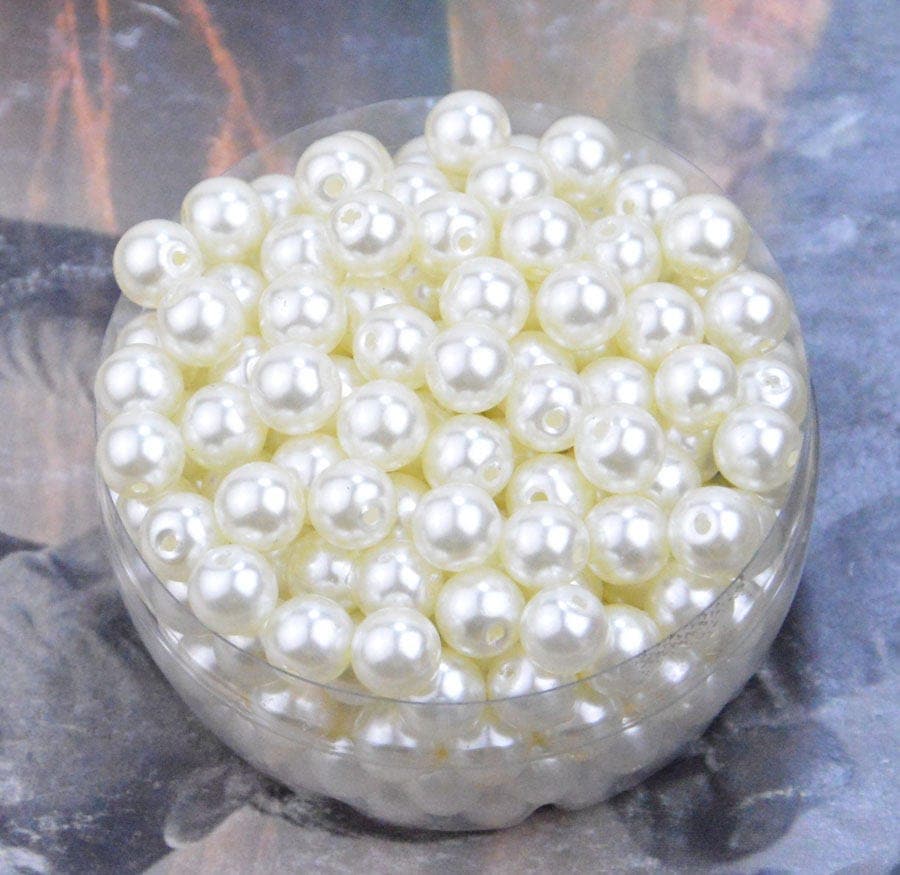 200 Pearls ivory pearl beads faux pearl beads plastic
