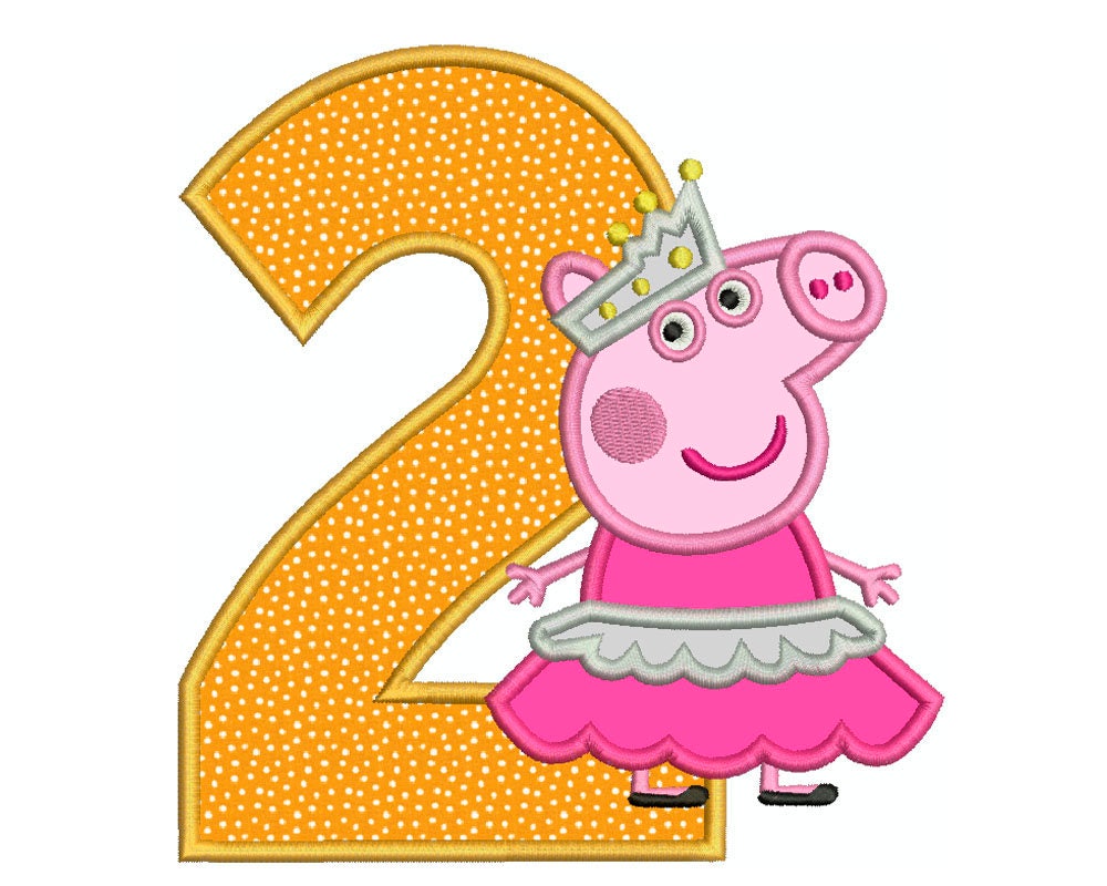 PEPPA Pig Ballerina Number 2 - Machine Applique Embroidery - Instant ...