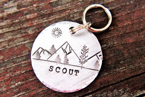 Pet ID with Mountains Wilderness Tag Dog ID Tag Dog Tag