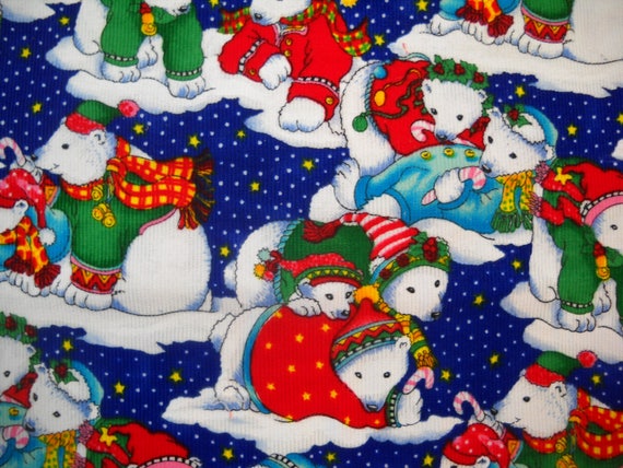 Christmas Polar Bears Fabric By Hi-Fashion Fabrics 41x92 FREE