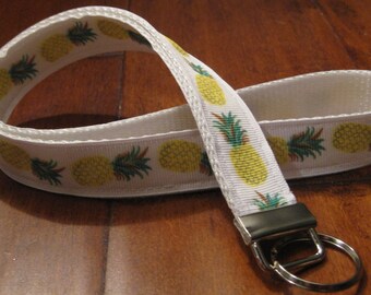 Pineapple Lanyard,Tropical Pineapple Lanyard, Handmade, ID Lanyard, ID Badge Holder, ID Holder, Back To School, Stocking Stuffer