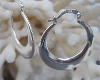 Round Sterling Silver Hoop Earrings