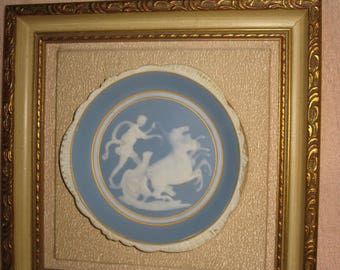 Limoges Cameo Framed Blue and White Pate Sur Pate Plate for Sungott Art Studios