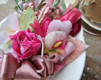 Antique Vintage Velvet Millinery Flowers Posy - #200